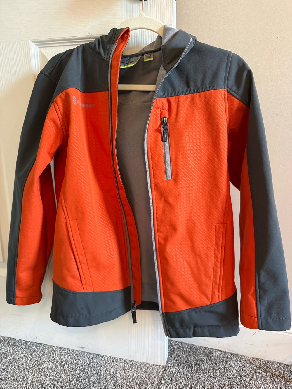 Free Country Orange and Gray Hooded Softshell Jacket for Kids